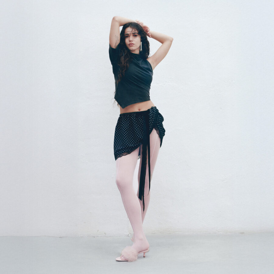 TWISTED MINI SKIRT DOTS