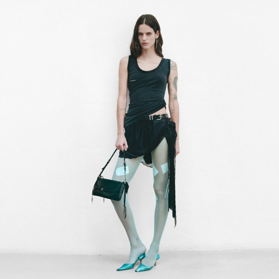 TWISTED MINI BLACK SKIRT